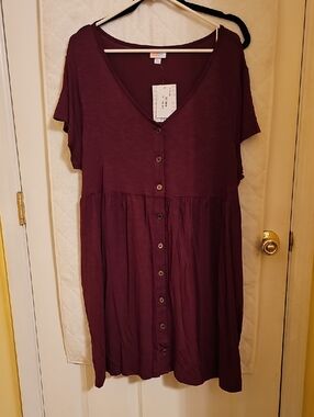 LuLaRoe Button-Front Midi Dress in Deep Plum